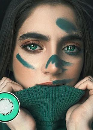 Линзы цветные для глаз натуральные зеленые green manson halloween. подходят для светлых глаз