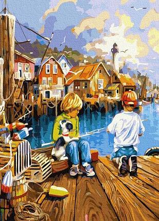 Картина по номерам маленькие рыбаки 40 х 50 brushme gx37979
