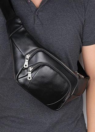 Кожаная напоясная сумка бананка через плечо john mcdee 3023a