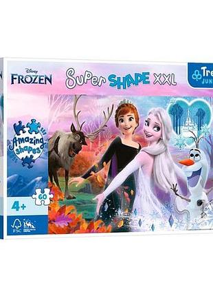Пазлы картонные супер формы"- "ледяное сердце 2: танцующие сестры" 4 года 60 эл. xxl тм "trefl" польша (50010)