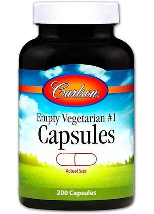 Пустые растительные капсулы №1, capsules, carlson, 200 шт.