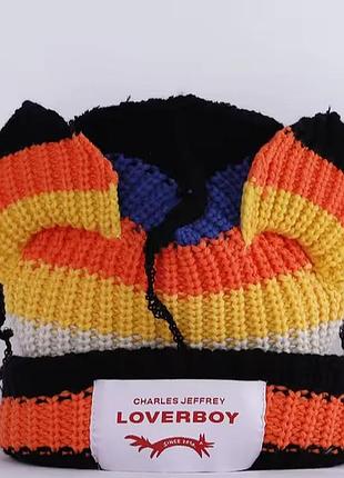 Шапка полосатая с ушками ушки на уши аниме k pop stray kids hyun jin кошки loverboy в стиле ins wayv hendery