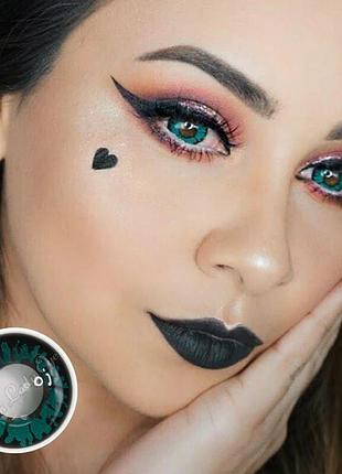 Линзы цветные для глаз натуральные зеленые aqua panther halloween. подходят для светлых глаз