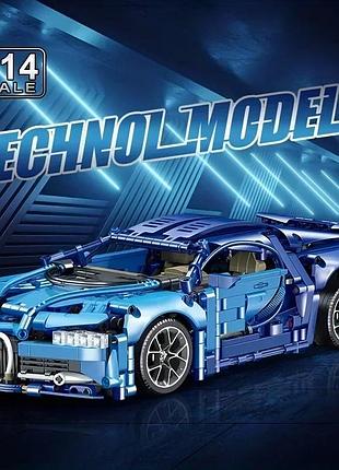 Конструктор bugatti 1:14 – 1355 деталей, синий гиперкар, реалистичная модель для сборки в стиле лего
