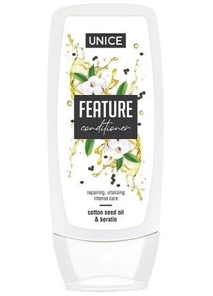 Кондиціонер з кератином та олією насіння бавовни unice, 400 мл