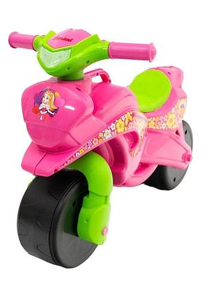 Детский мотоцикл толокар, байк каталка tm doloni, без музыки рожевий