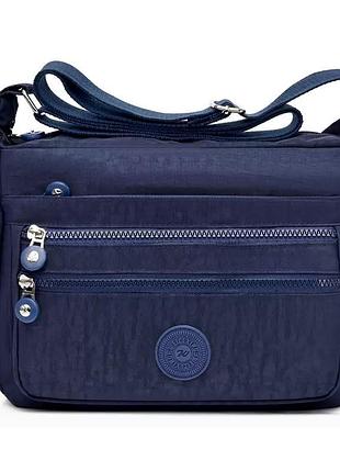 Женская синяя сумка нейлоновая с плечевым ремнем