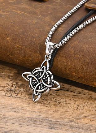 Скандинавський амулет "кельтський вузол трикветр" – нержавіюча сталь, ланцюжок 60 см, оберіг вікінгів та символ сили!