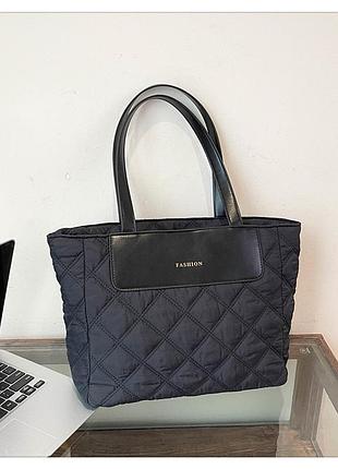 Женская нейлоновая стеганая водонепроницаемая сумка шоппер две ручки через плече