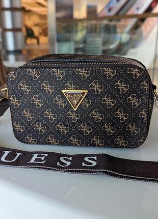 Брендовая сумка для девушки через плече городская кросс боди кожаная guess женская маленькая сумочка из кожи гесс
