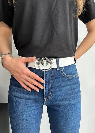 Женский кожаный ремень с металлической пряжкой пинко широкий ремень для женщины pinko брендовый для девушки белый