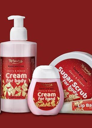 Подарочный набор косметики по уходу за телом top beauty ''вишня и миндаль'' 6 товаров в коробке