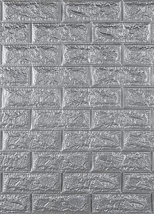 3d панель самоклеюча 700х770х7мм цегла срібло (017-7) sw-00000059