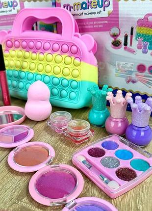 Набор детской косметики с сумочкой pop it с аксессуарами