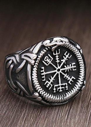 Кільце перстень печатка вегвізир рунічний компас вікінгів нержавіюча сталь жіноче чоловіче