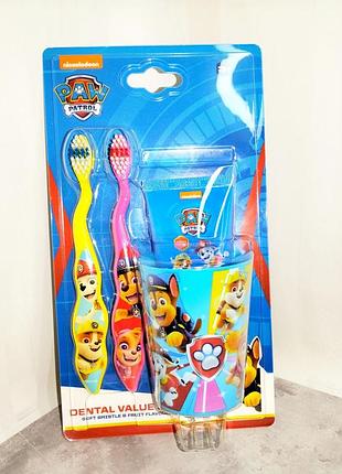 Набір зубних щіток і стаканчик nickelodeon paw patrol