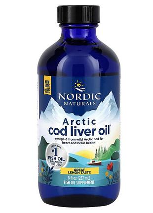 Риб'ячий жир з печінки тріски, cod liver oil, nordic naturals, лимон, арктичний, 237 мл