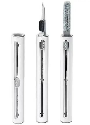 Многофункциональная щётка для чистки 3 в 1 щётка для очистки наушников и динамиков (белая)