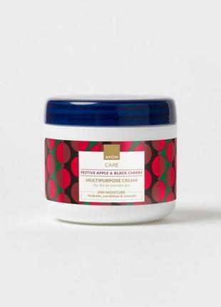 Мультифункциональный крем avon для лица, рук и тела с экстрактами яблока и черной вишни, 400 мл.