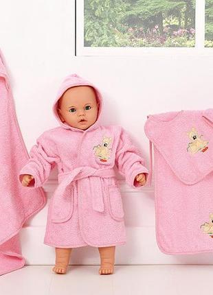 Набор махровых полотенец розовый "оленята"