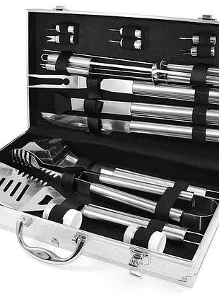 Принадлежности для мангала из нержавеющей стали | набор для барбекю и гриля, 18 предметов в металлическом кейс