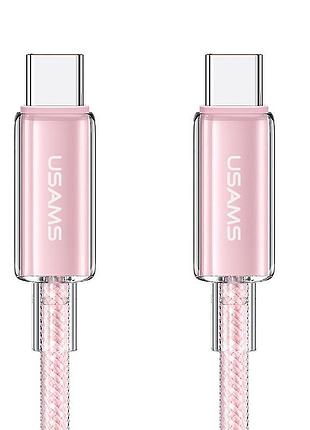 Дата кабель usams us-sj660 type-c to type-c pd100w cloud series (1.2m) pink