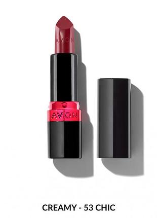 Увлажняющая кремовая губная помада avon «ультра» 53 chic/53 черешневый шик