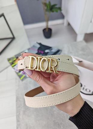 Женский кожаный ремень с металлической пряжкой dior узкий ремень для женщины диор брендовый для девушки молочный