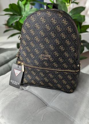 Ранец для девушки кожаная женская сумка гесс брендовый городской рюкзак ручной клади а4 для женщины guess коричневый