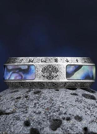 Кільце перстень руни дерево життя blue нержавіюча сталь жіноче чоловіче