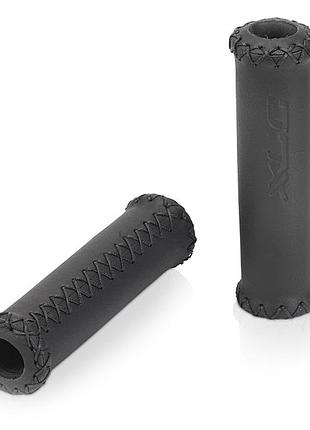 Гріпси для керма велосипеда xlc gr-g17, чорні, 128 мм універсальні, анатомічні з натуральної шкіри лучшая цена с быстрой доставкой