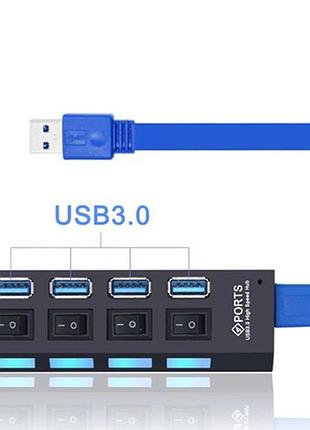 Концентратор переходник кабель usb to x4 usb usb-хаб на 4 порта с выключателями and 9-11