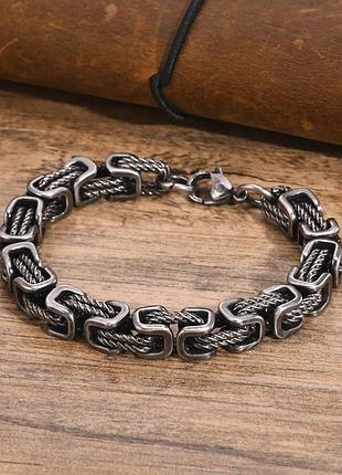 Браслет "византийский стиль" – 8 мм, 19 см, массивная цепь, подарок в стиле викингов для мужчин и отца!