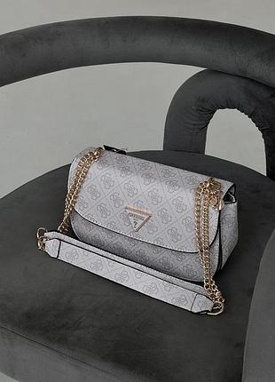 Городская кожаная сумка guess пудровая женская классическая сумочка из кожи гесс брендовая сумка для девушки через плече