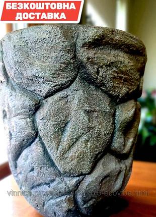 Стильне кругле кашпо з арт-бетону / бетонний вазон ручної роботи