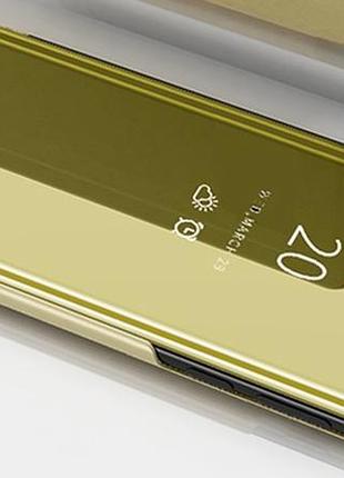 Флип чехол на poco m5s умный чехол книжка зеркальный на поко m5s золото