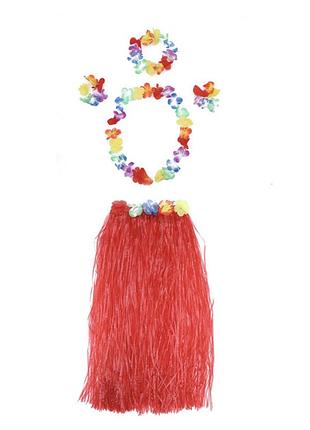 Гавайский наряд, длина юбки 80 см червоний