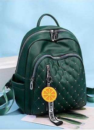 Рюкзак жіночий високоякісна еко шкіра темно зелений( 6313 )