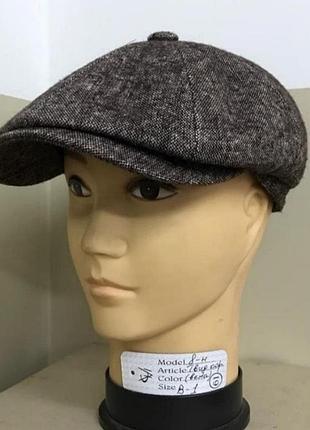 Кепка мужская восьмиклинка хулиганка твид коричневый демисезонная comfort heads весна осень синтепон 57см.