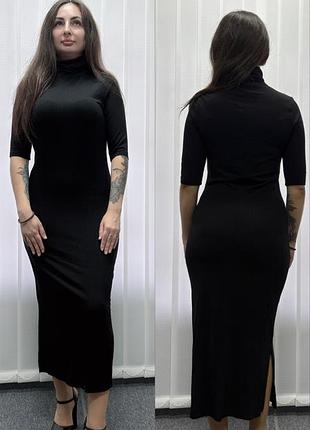 Чорна довга трикотажна сукня s–m в ідеальному стані. еластична, зручна, добре підкреслює фігуру. підійде для повсякденних і вечірніх образів.