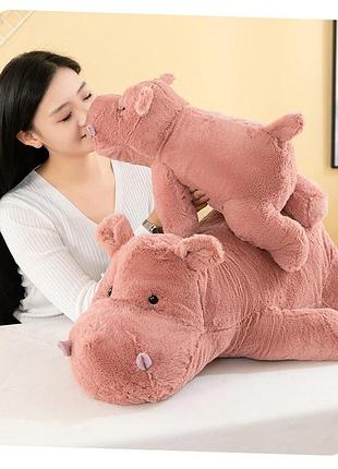 Мягкая детская игрушка бегемот 90 см игрушка плюшевая бегемот для детей цвет розовый