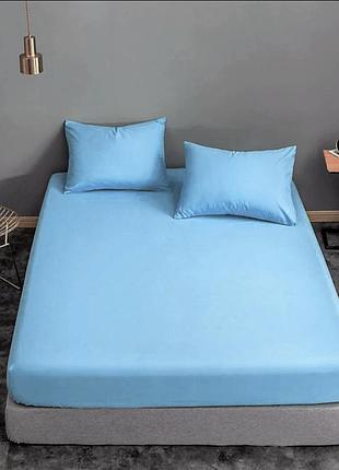 Простынь на резинке 180х200х20см бязь тм ярослав №7 голубой