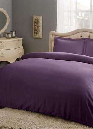 Постельное белье сатин евро basic фиолетовый tac