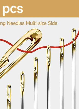 Набор швейных игл (12 шт.) с боковым и прямым вдеванием, контейнер из сандалового дерева!