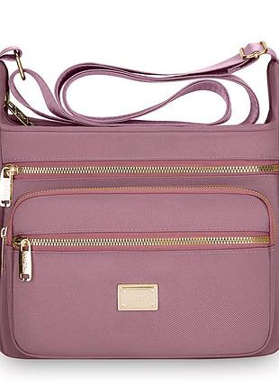 Женская розовая сумка нейлоновая на плечо