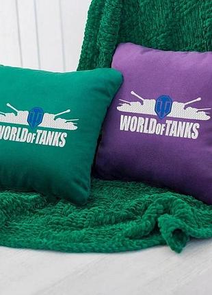 Подушка подарункова чоловікові "world of tanks" зелений