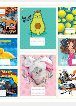 Зошит 12 арк.коса лінія тверда 43103 мікс 3, 25 шт. в уп. /600/, 8к. тетрада код: те43103( ціна за 1 шт. )