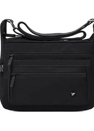 Жіноча чорна сумка нейлонова з плечовим ременем