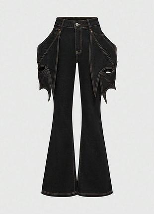 Джинсы клеши с крылышками