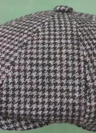 Кепка шерстяная мужская англия шерсть 24/6 теплая восьмиклинка серая comfort heads осень зима флис уши 57